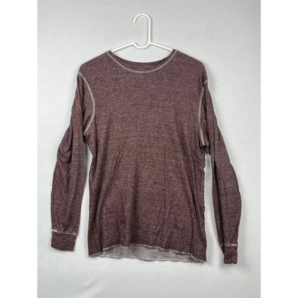 Reclaim Long Sleeve Shirt Mens Medium FK002 Crew Neck Cotton Burgundy Maroon